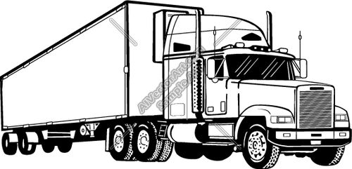 500x241 Clipart Semi Trucks - Truck Outline Drawing