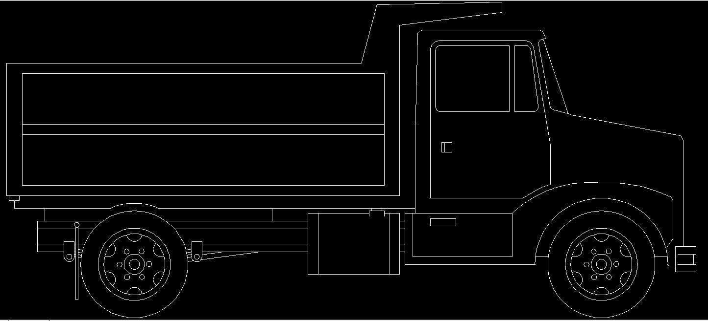 1445x657 Dump Truck Vehicles Side View Elevation Dwg Block - Truck Side View Drawing