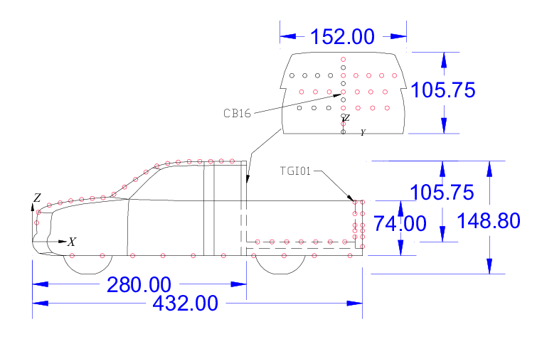 755x491 Side View Drawing Of The Pickup Truck Model And Rear View - Truck Side View Drawing
