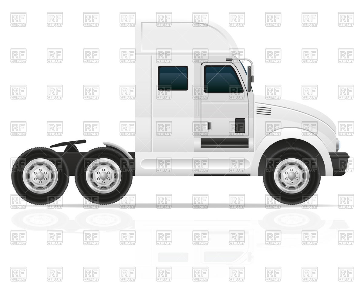1200x933 American Prime Mover With White Cabin - Truck Side View Drawing