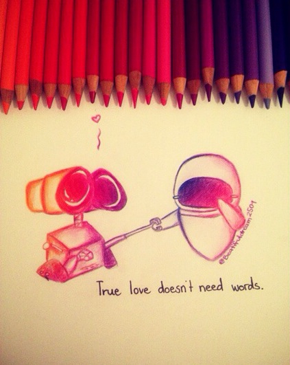 423x531 true love doesn't need words on we heart it - True Love Drawings