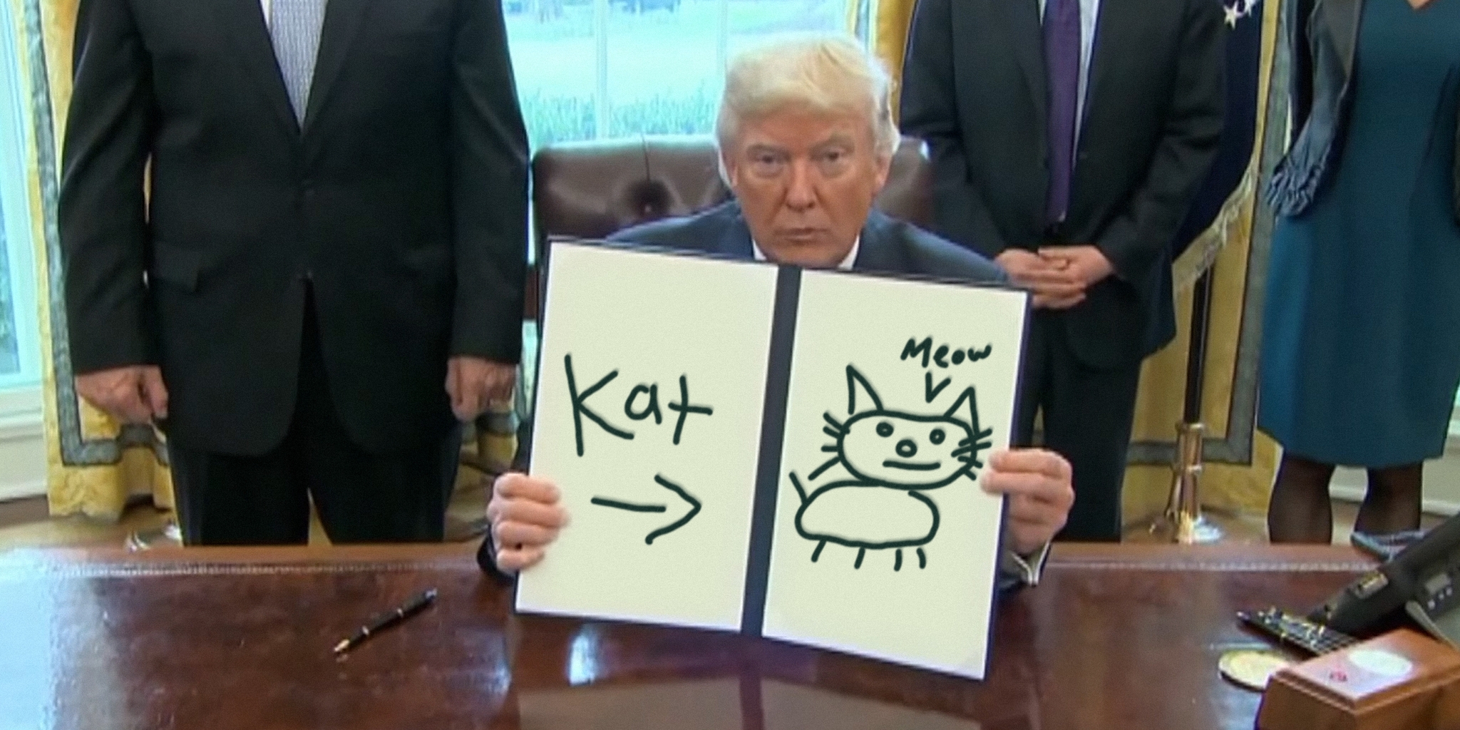 2048x1024 president trump shows off his childlike artwork in 'trump draws' gifs - Trump Drawing Gif