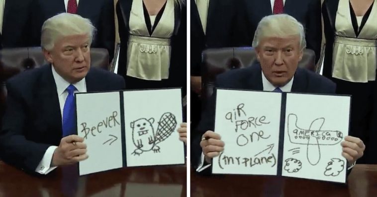 758x397 trump draws' tweets gifs of donald trump showing off his doodles - Trump Drawing Gif