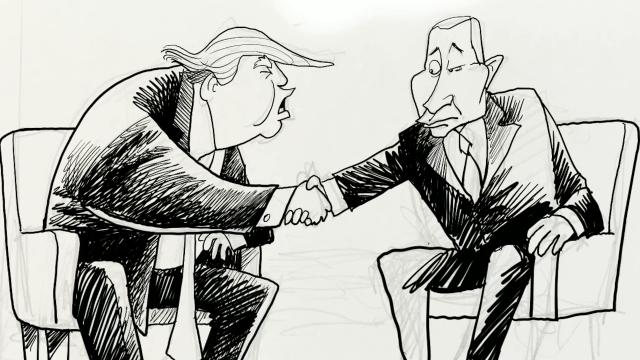 640x360 varvel drawing trump and putin - Trump Line Drawing
