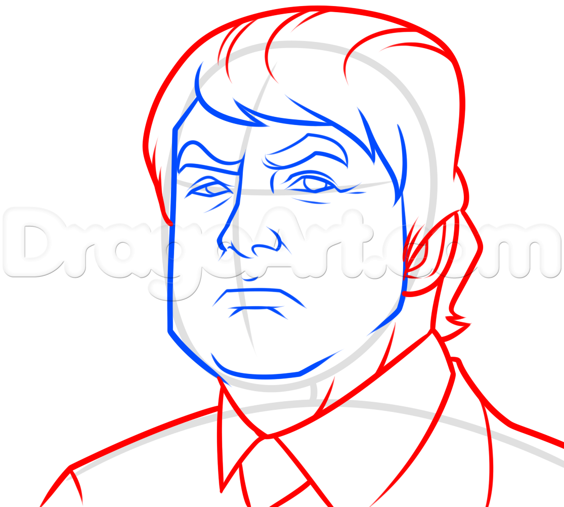1115x1002 donald trump drawing lesson, step - Trump Line Drawing