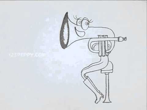 480x360 How To Draw A Funny Cartoon Trumpet - Trumpet Cartoon Drawing
