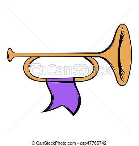 450x470 Trumpet With Flag Icon Cartoon Trumpet With Purple Flag Icon - Trumpet Cartoon Drawing