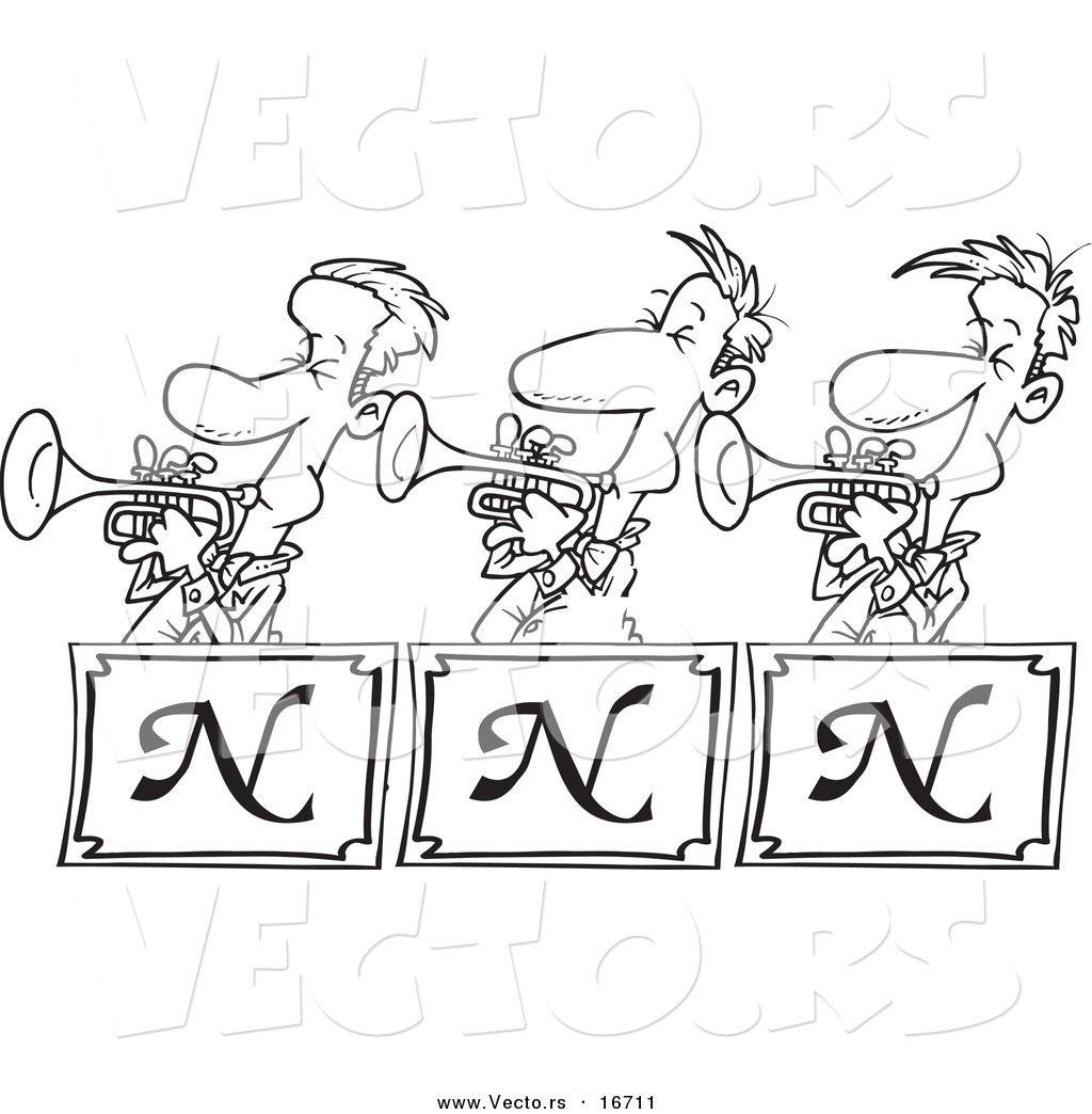 1024x1044 Vector Of A Cartoon Trumpet Band - Trumpet Cartoon Drawing