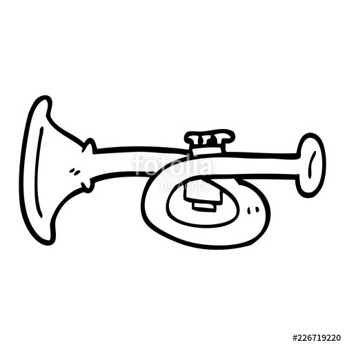500x500 Line Drawing Cartoon Metal Trumpet Stock Image And Royalty Free - Trumpet Cartoon Drawing