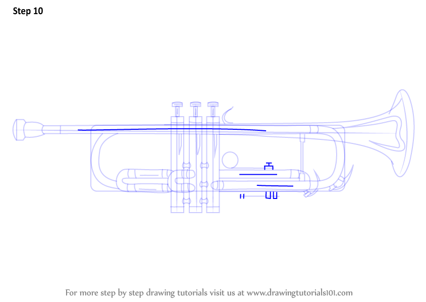 844x598 Learn How To Draw A Trumpet - Trumpet Drawing