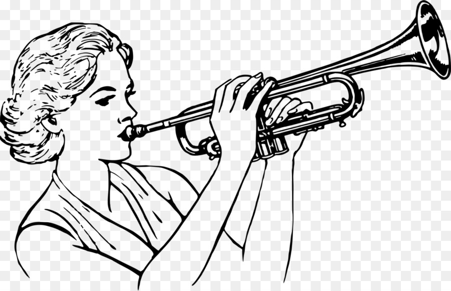 900x580 Trumpet, Drawing, Head, Transparent Png Image Clipart Free Download - Trumpet Drawing