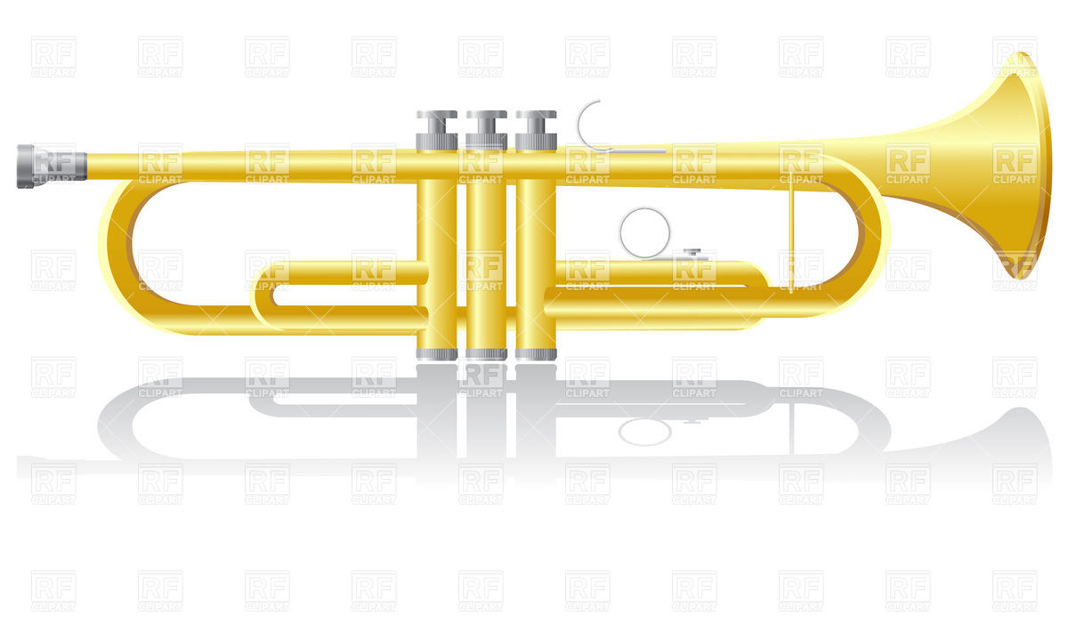 1200x720 Trumpet Drawing Vector Image Of Objects Konturvid - Trumpet Drawing