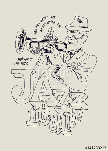 358x500 Jazz It Up Trumpet Player Drawing Poster Stock Image And Royalty - Trumpet Drawing