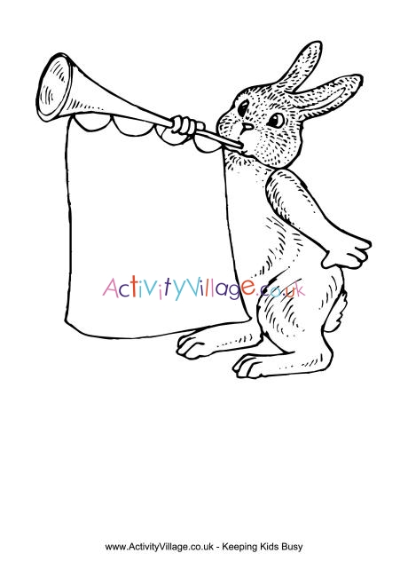 460x650 Easter Bunny And Trumpet Colouring Page - Trumpet Drawing For Kids
