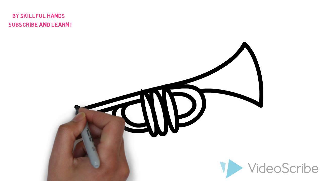 1280x720 How To Draw A Trumpet Kak Narisovat Trubu - Trumpet Drawing For Kids