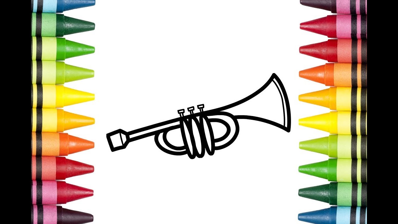 1280x720 How To Draw A Trumpet For Kids Trumpet Drawing Lesson Step - Trumpet Drawing For Kids