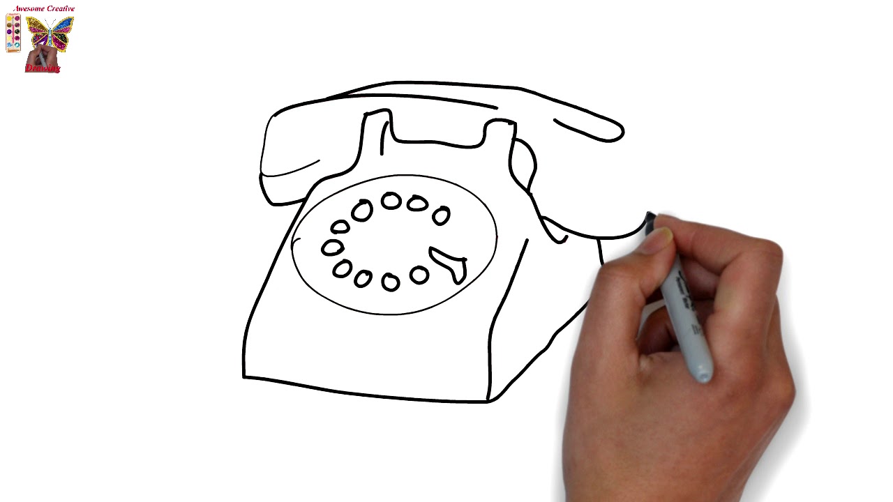 1280x720 Kids Drawing Line For Kite, Lens, Trumpet, Paper Folding - Trumpet Drawing For Kids