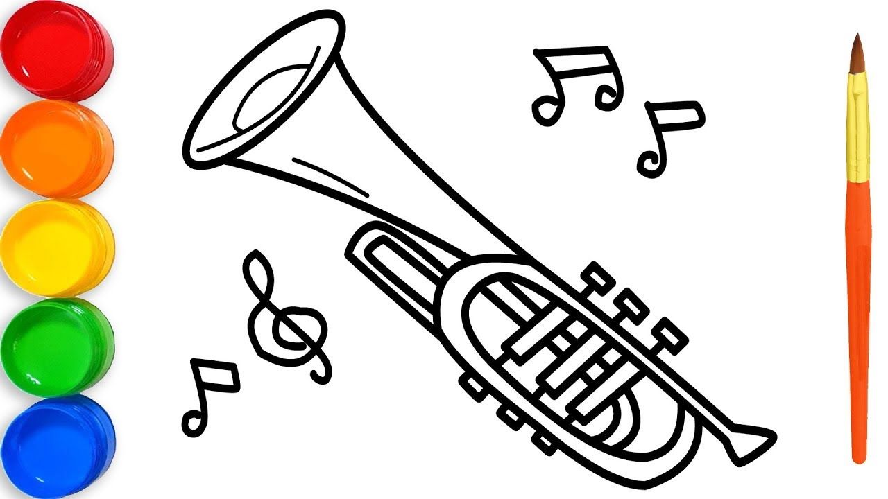 1280x720 Trumpet Painting For Toddlers And Drawing For Kids Toy Art Fun - Trumpet Drawing For Kids