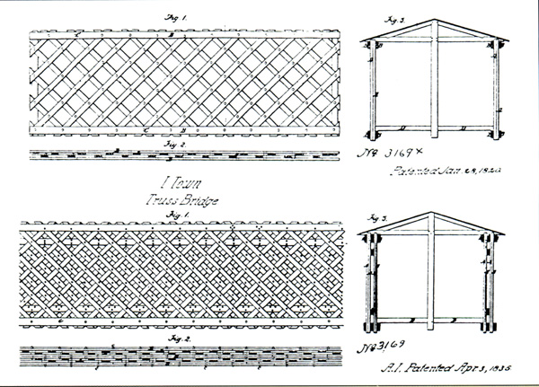 600x431 Town Patents The Lattice Truss Bridge Today In History January - Truss Bridge Drawing
