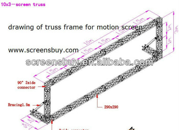 350x255 drawing of truss frame for motion screen - Truss Drawing