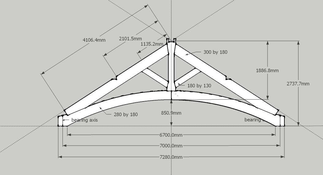 1054x571 salon oak truss working drawing altham oak - Truss Drawing