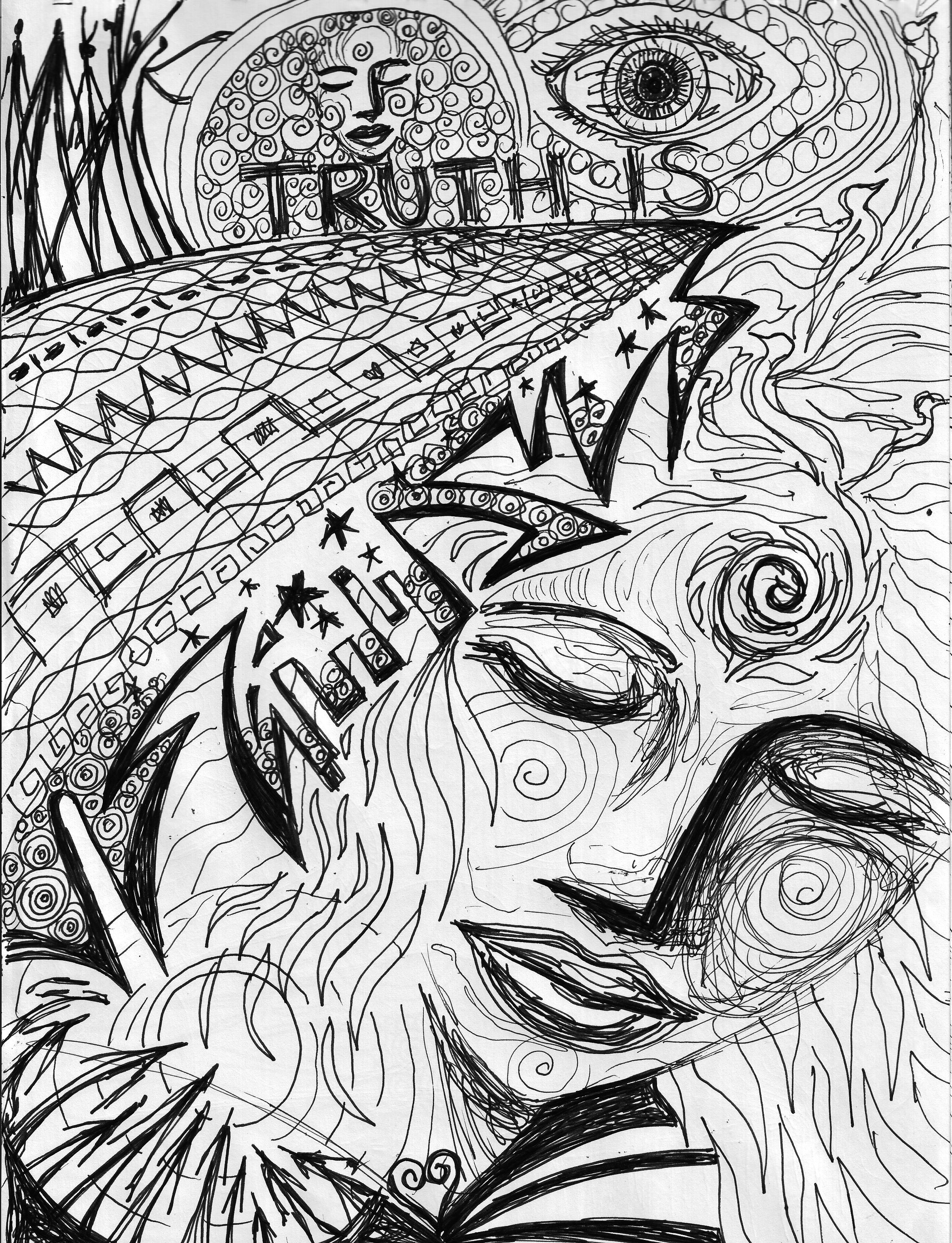 2408x3144 truth is hidden between myths and fairytales sketchbook ink - Truth Drawing