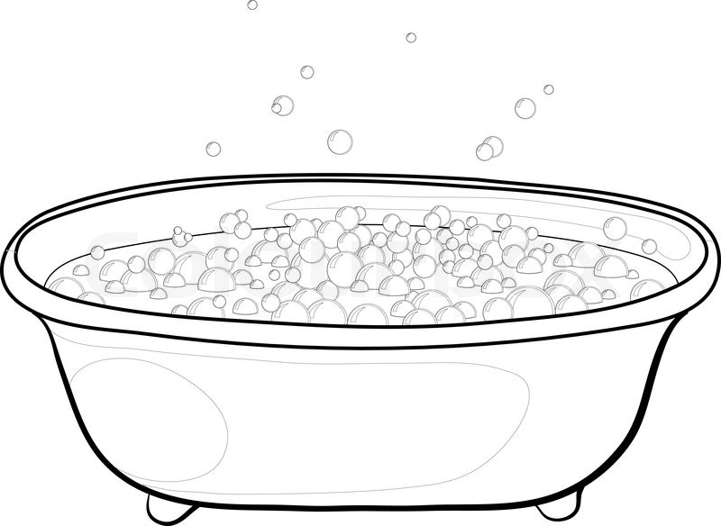 800x584 old bathtub with bubbles of soap suds, stock vector colourbox - Tub Drawing