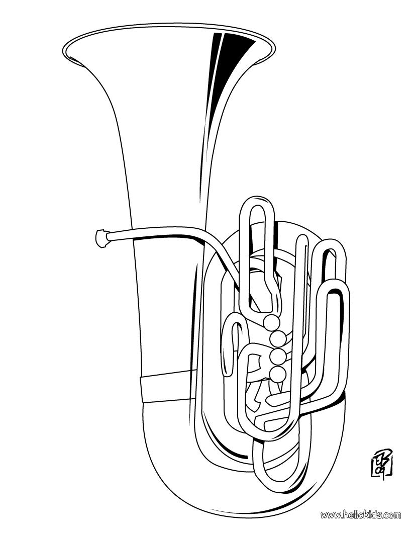 820x1060 Musical Instrument Coloring Sheets Free Coloring Pages Kid - Tuba Drawing