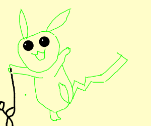 300x250 green pikachu and some guy playing tug o'war drawing - Tug Of War Drawing