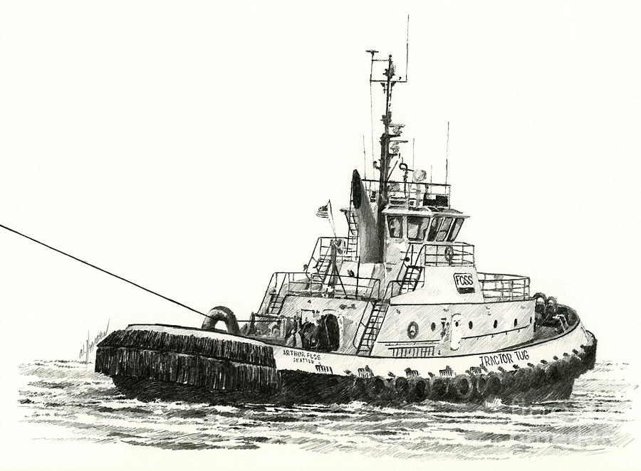 900x662 tugboat arthur foss drawing - Tugboat Drawing