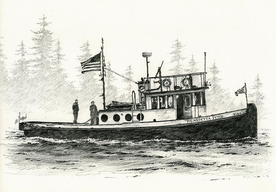 900x629 tugboat henrietta foss drawing - Tugboat Drawing