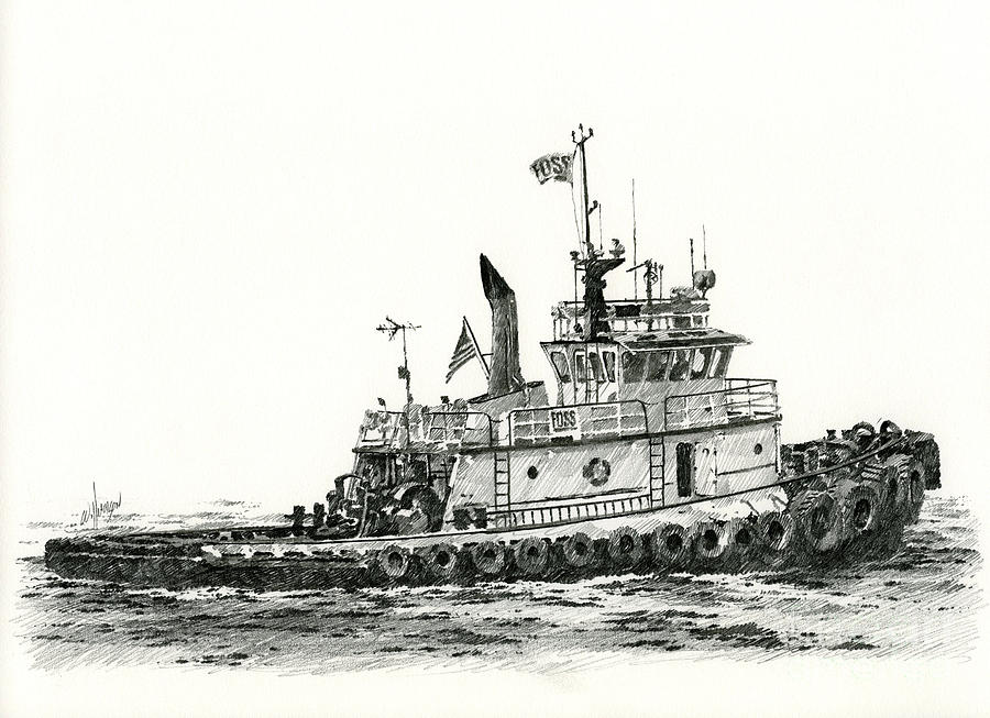 900x653 tugboat shelley foss drawing - Tugboat Drawing