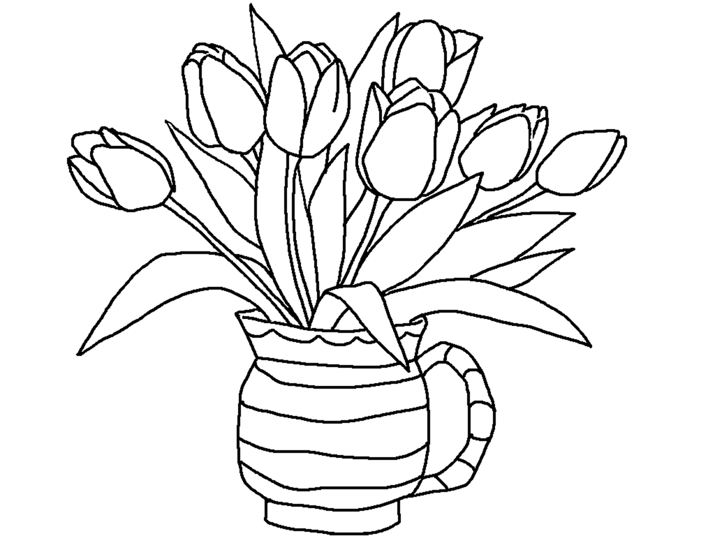 1024x768 Tulip Outline Drawing At Getdrawings Com Free For Personal Use - Tulip Outline Drawing
