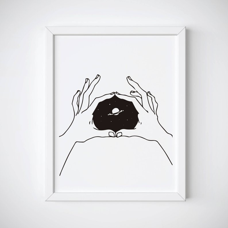 794x794 Hands Drawing Print Galaxy Doodle Printable Tumblr Room Etsy - Tumblr Drawing Art