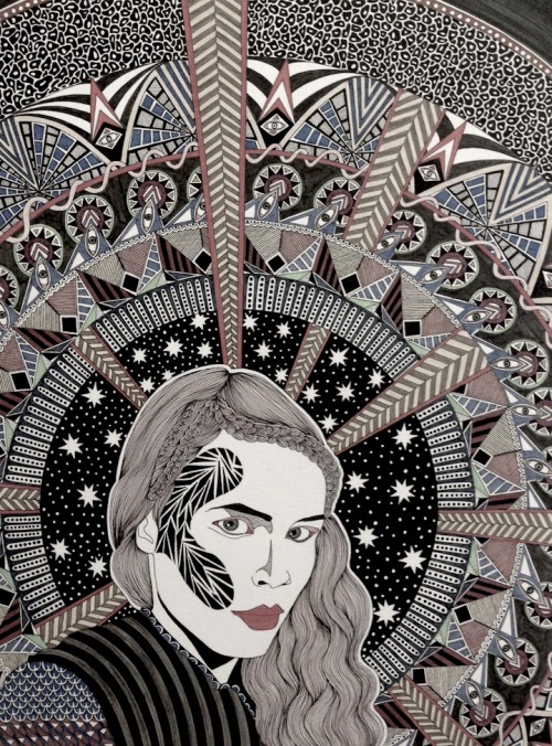 500x676 drawing illustration patterns portrait sketchbook portraits cosmic - Tumblr Drawing Patterns