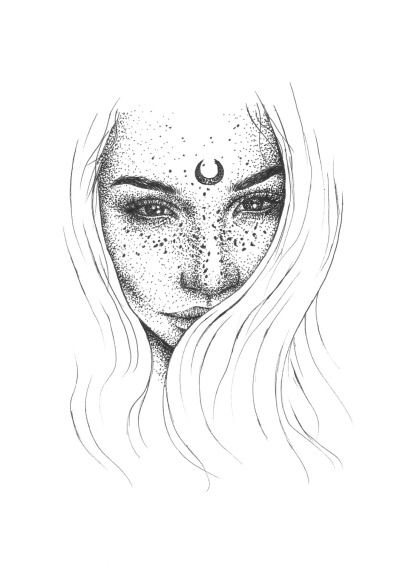 400x566 moon tumblr girl drawing grunge boho sketch visual - Tumblr Drawings