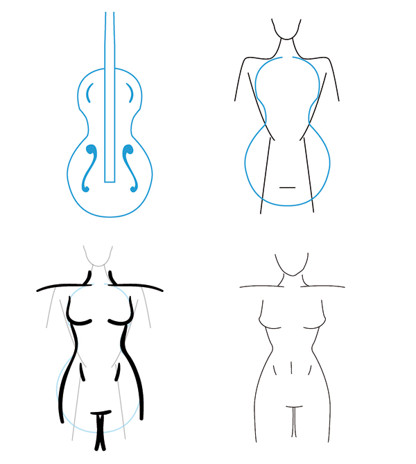 600x669 How To Draw Different Body Types For Males And Females - Tummy Drawing