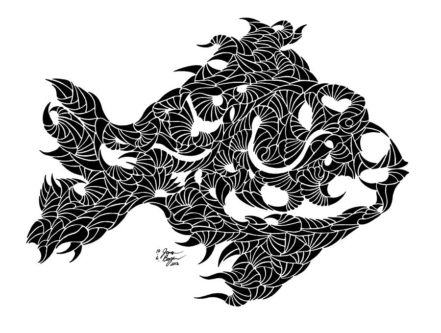 900x680 painted tuna fish ink drawing drawing - Tuna Fish Drawing