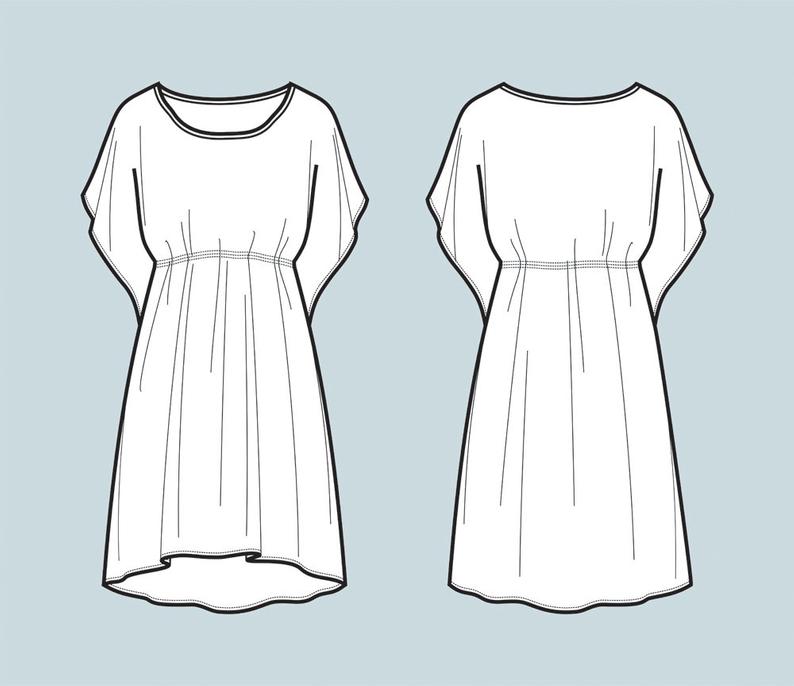 794x686 dress tunic vector fashion flat sketch adobe illustrator etsy - Tunic Drawing