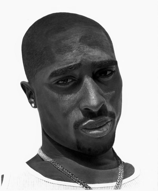 530x640 tyler pitaro artwork tupac shakur graphite drawing original - Tupac Drawing