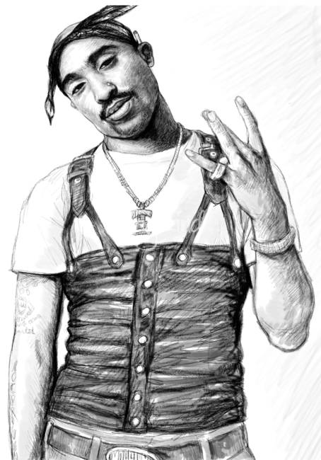 454x650 tupac shakur art drawing skill - Tupac Shakur Drawing