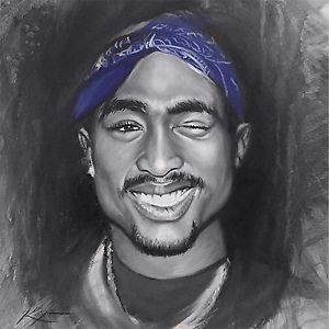 300x300 painting tupac shakur artwork signed stretched canvas print - Tupac Shakur Drawing