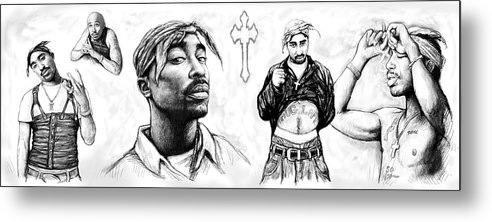 492x222 tupac shakur long drawing art poster metal print - Tupac Shakur Drawing