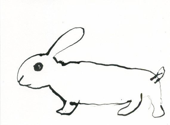 570x420 Monochrome Rabbit Drawing In Ink Sasha Dewitt Studios Drawings - Tupperware Drawing