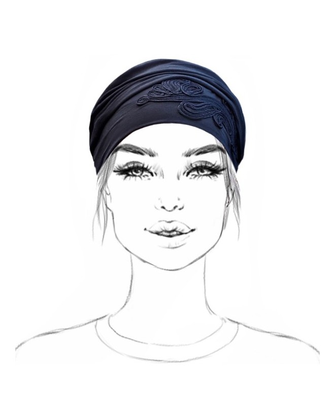 660x825 preformed black turban with embroideries - Turban Drawing