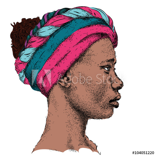500x500 pretty african american girl in a colorful turban beautiful black - Turban Drawing
