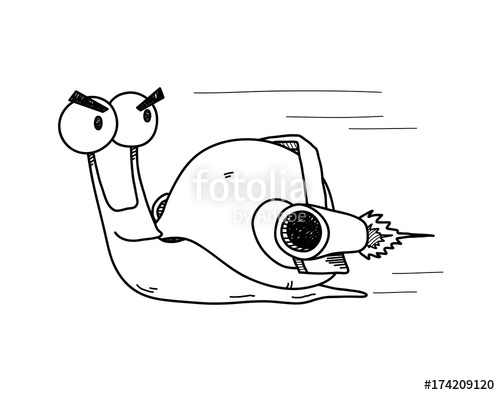 500x395 Snail Wearing Turbo Rocket Speed Booster, A Hand Drawn Vector - Turbo Drawing