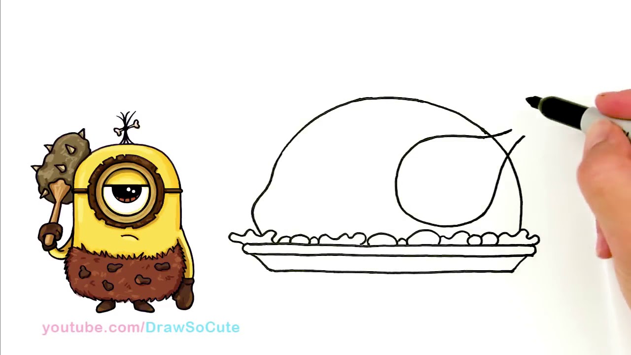 1280x720 how to draw a roast turkey dinner easy realistic - Turkey Dinner Drawing