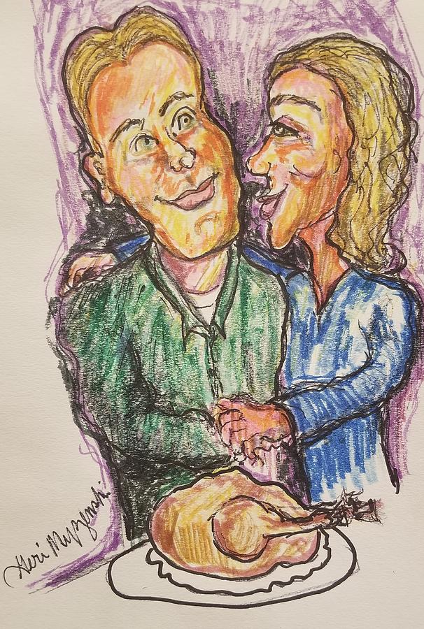 606x900 thanksgiving turkey dinner drawing - Turkey Dinner Drawing