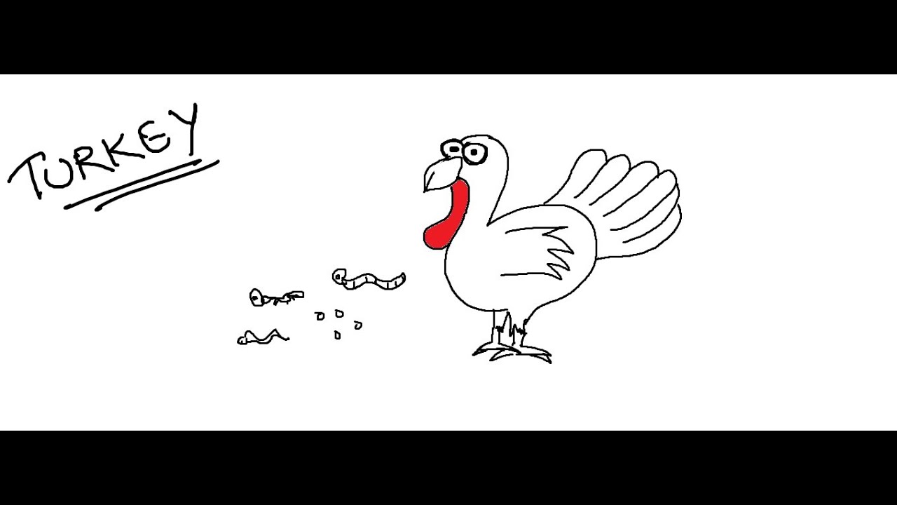 1280x720 Easy Kids Drawing Lessons How To Draw A Cartoon Turkey - Turkey Drawing Cartoon